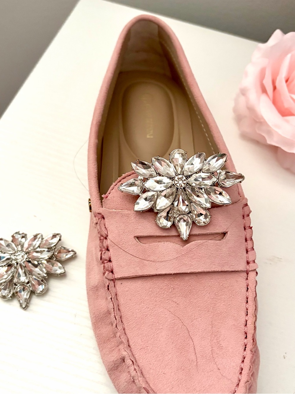 Rhinestone Floral Shoe Clips Set of 2 | Bridal Wedding Crystal Shoe Jewelry